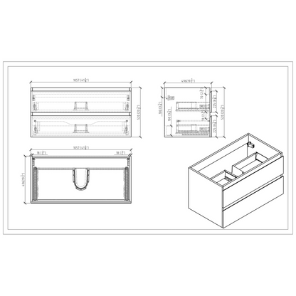 Boho Elegance 42&quot; Nature Oak Wall-Mounted Vanity With Single Reinforced White Acrylic Sink