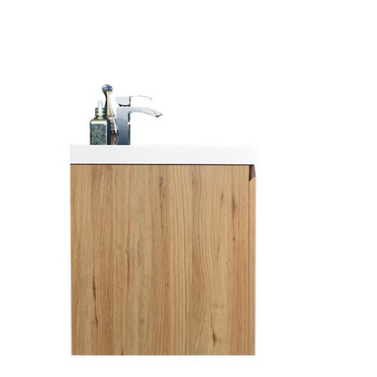 Boho Elegance 48&quot; Nature Oak Wall-Mounted Vanity With Single Reinforced White Acrylic Sink