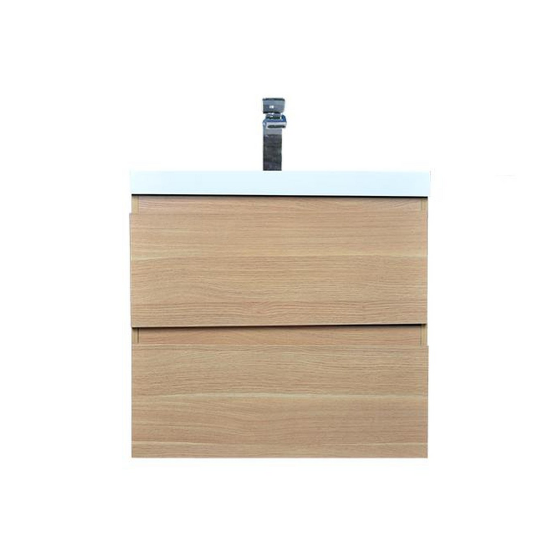 Boho Elegance 24&quot; White Oak Wall-Mounted Vanity With Single Reinforced White Acrylic Sink