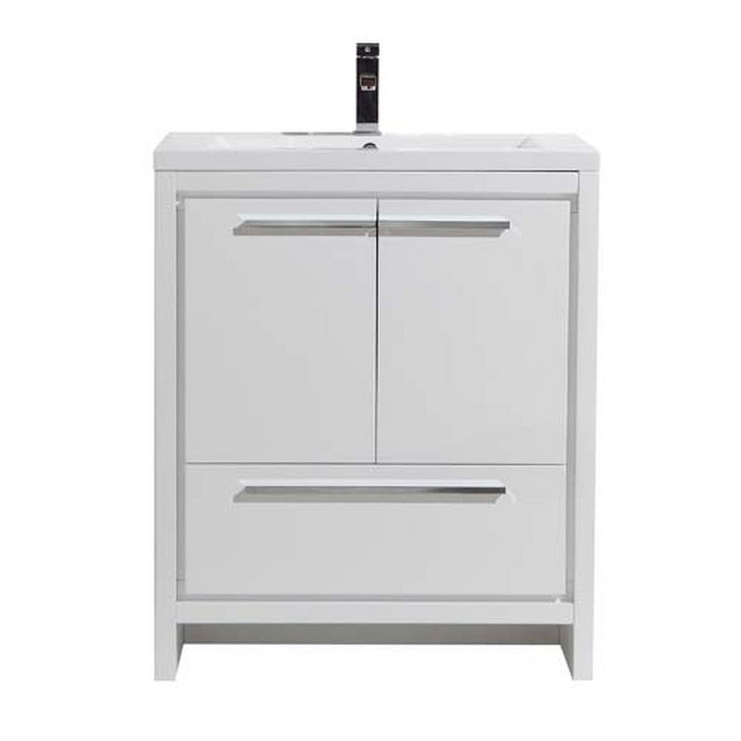 Amara 30&quot; High Gloss White Freestanding Vanity With Single Reinforced White Acrylic Sink