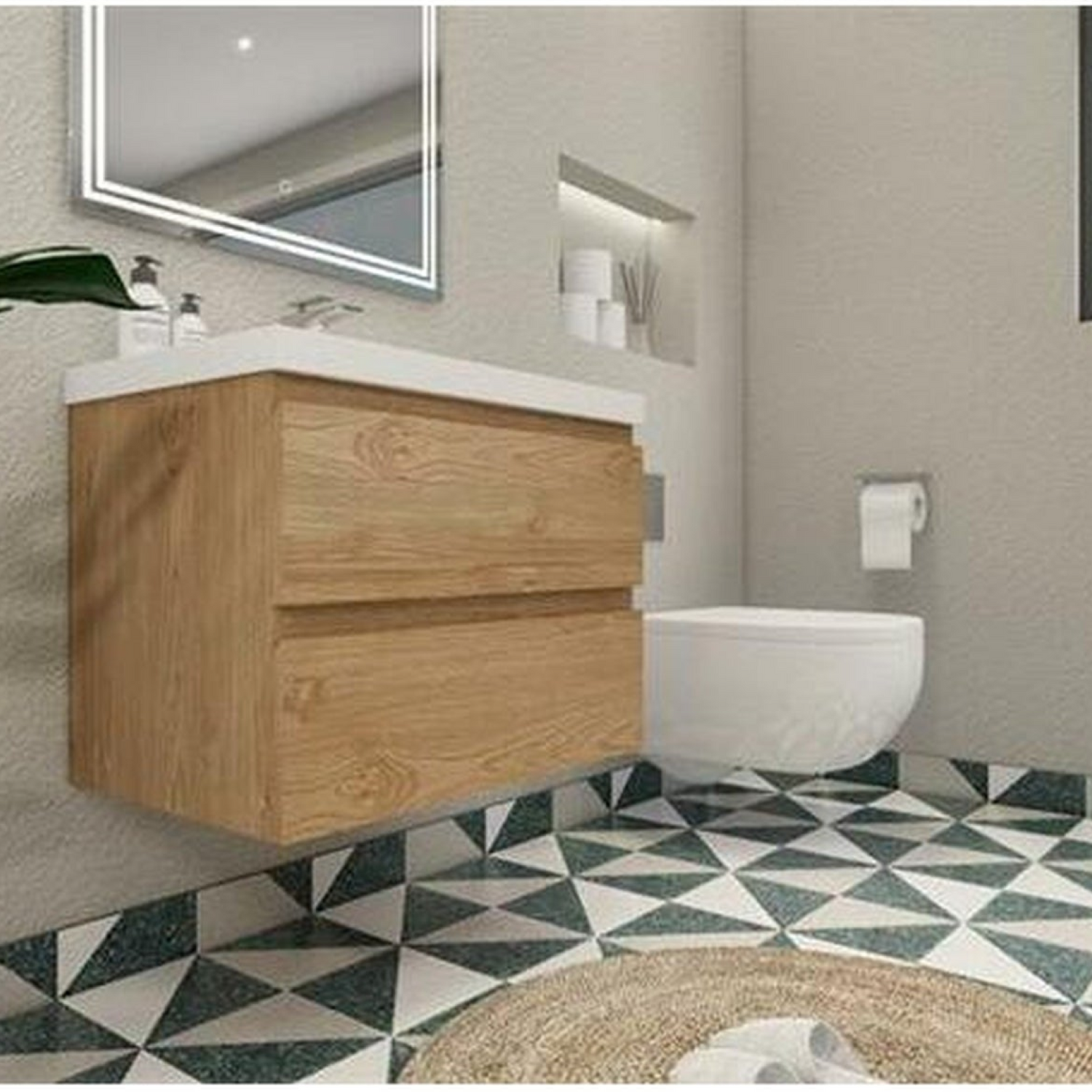 Boho Elegance 30&quot; New England Oak Wall-Mounted Vanity With Single Reinforced White Acrylic Sink