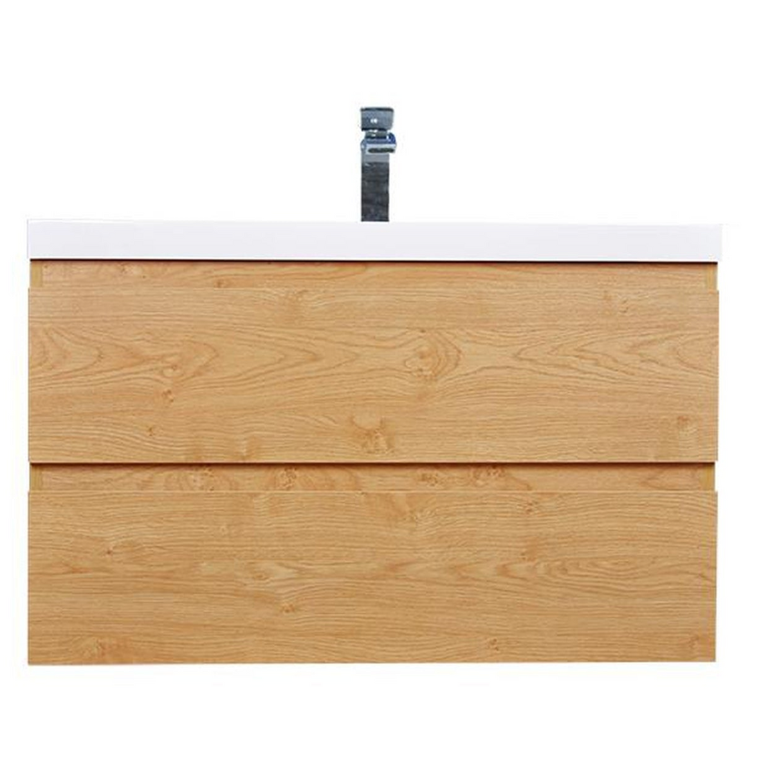 Boho Elegance 36&quot; New England Oak Wall-Mounted Vanity With Single Reinforced White Acrylic Sink