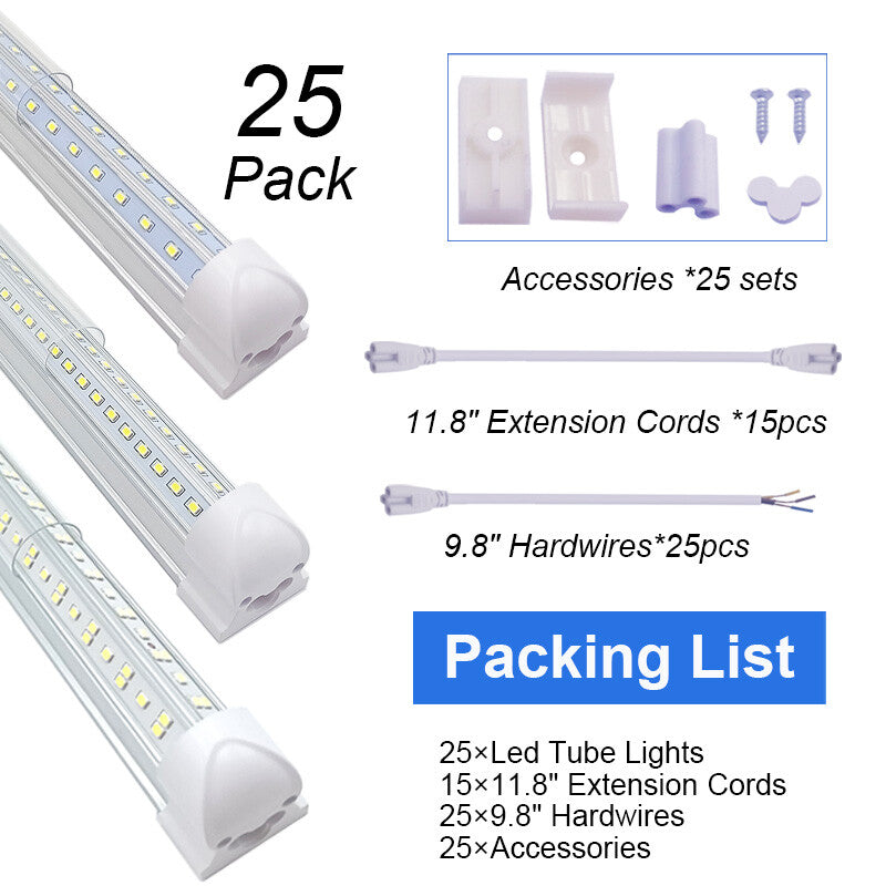 8FT LED Shop Light T8 Led Integrated Tube, 80W With Frosted Cover