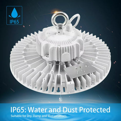 UFO LED High Bay Light 200W, 28,000LM, White, 5000K Daylight, Dimmable, IP65 Waterproof, UL &amp; DLC Listed, For Warehouse Workshop Factory Barn Garage Gymnasium Airport