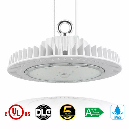 UFO LED High Bay Light 200W, 28,000LM, White, 5000K Daylight, Dimmable, IP65 Waterproof, UL &amp; DLC Listed, For Warehouse Workshop Factory Barn Garage Gymnasium Airport