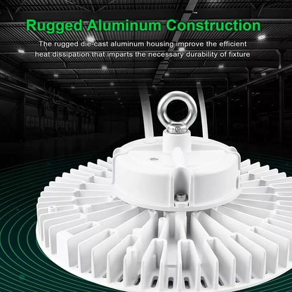 UFO LED High Bay Light 200W, 28,000LM, White, 5000K Daylight, Dimmable, IP65 Waterproof, UL &amp; DLC Listed, For Warehouse Workshop Factory Barn Garage Gymnasium Airport