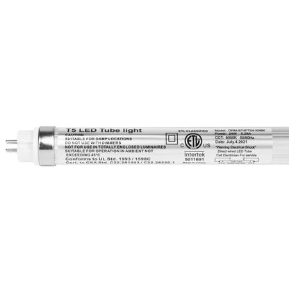 4ft LED Tube Light - 24W - 4000K - 53750 Lumens - AC100-277V - Frosted Cover, Medium Bi-Pin (G5) - Bypass Ballast - 25-Pack