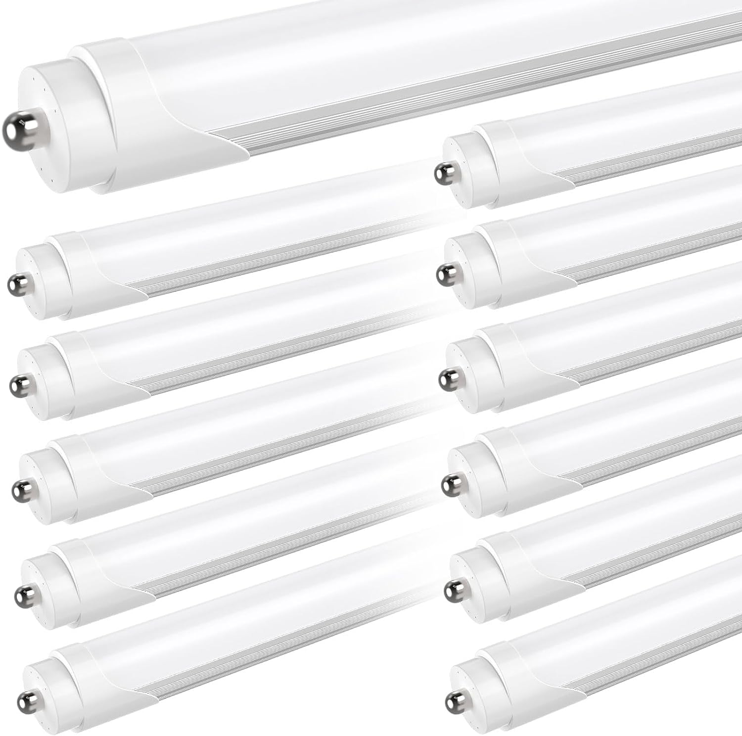 8ft LED Tube Light - 40W - 5000K - 5000 Lumens - AC100-277V - Frosted Cover - FA8 Single Pin - (25-Pack)