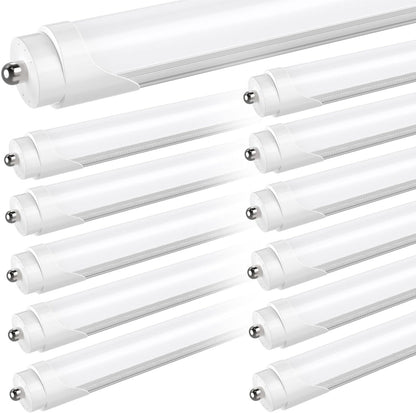 8ft LED Tube Light - 40W - 5000K - 5000 Lumens - AC100-277V - Frosted Cover - FA8 Single Pin - (25-Pack)